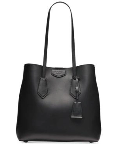 Shop Dkny Sullivan Leather Tote, Created For Macy's In Black/silver