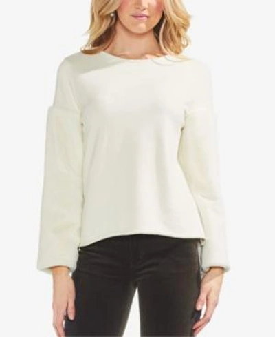 Shop Vince Camuto Faux-fur-sleeve Sweatshirt In Antique White