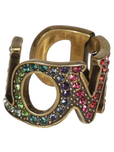 Shop Gucci Loved Embellished Ring In Multicolor