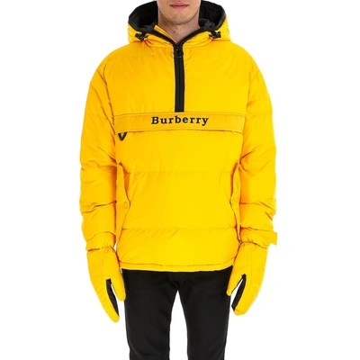 Shop Burberry Anorak Down Logo Jacket In Yellow