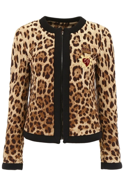 Shop Dolce & Gabbana Leopard Print Jacket In Brown