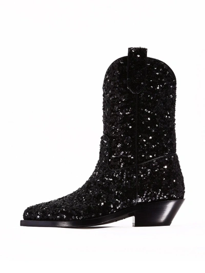 Shop Dolce & Gabbana Gaucho Boot In Sequins In Black