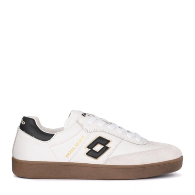 Shop Lotto Leggenda Lotto Brasil Select Black And White Leather Sneaker In Bianco