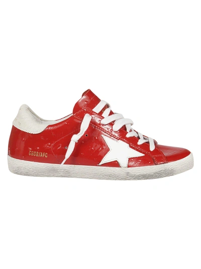 Shop Golden Goose Varnished Flat Sneakers In Red/white