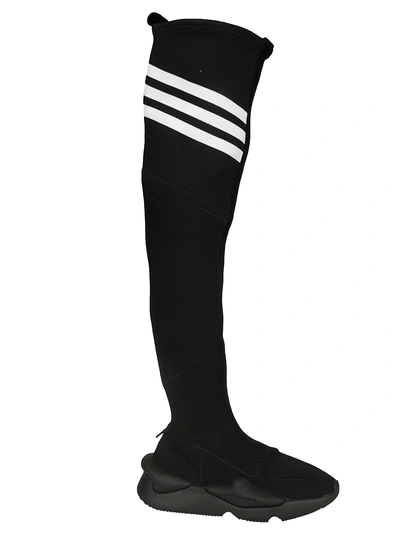 Shop Y-3 Knee-high Stretch Knit Boots In Black