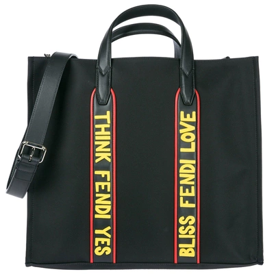 Shop Fendi Logo Tote Bag In Black