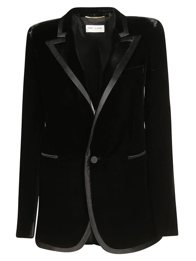Shop Saint Laurent Buttoned Blazer In Noir