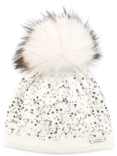 Shop Norton Fur Pom Pom Beanie In White