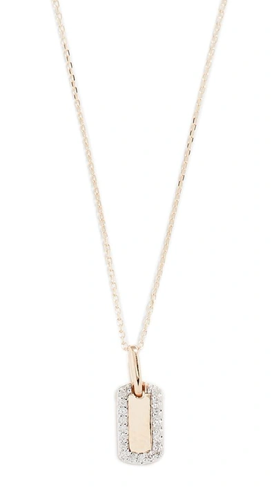 Shop Adina Reyter 14k Diamond Tiny Pave Dog Tag Necklace In Yellow Gold