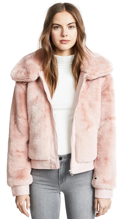Shop Blank Denim Faux Fur And Vegan Leather Bomber Jacket In Internet Hobo
