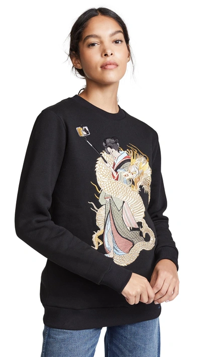 Shop Katya Dobryakova Girl With Dragon Sweatshirt In Black