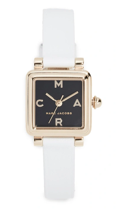 Shop Marc Jacobs Vic Leather Watch In White/gold