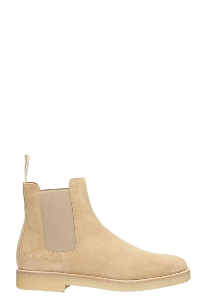 Shop Common Projects Beige Suede Chelsea Boots