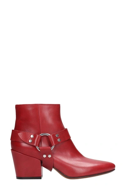 Shop Buttero Red Leather Ankle Boots