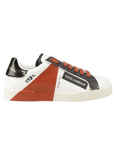 Shop Dolce & Gabbana Milano Portofino Sneakers In Bianco/rosso