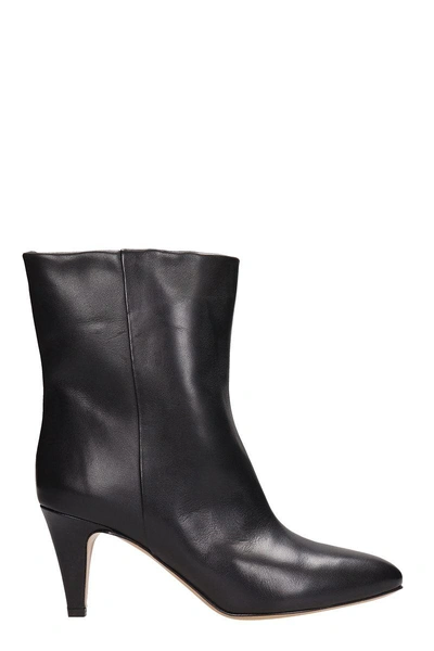 Shop Isabel Marant Black Leather Ankle Boots