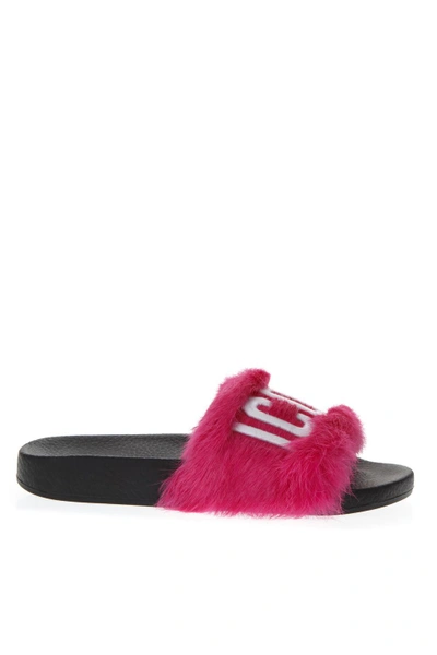 Shop Dsquared2 Fuxia Leather Slippers