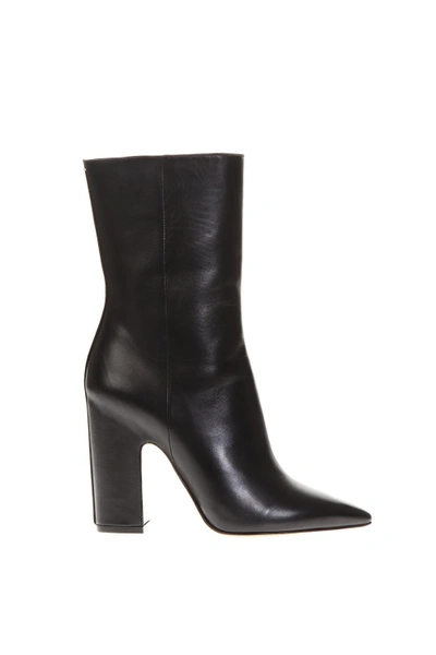 Shop Maison Margiela Black Pointed Leather Ankle Boots