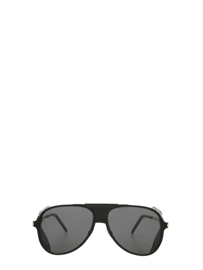 Shop Saint Laurent Classic 11 Blind Aviator Sunglasses In Nero