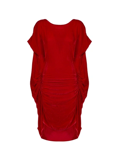 Paula Knorr Ruched Midi Dress In Rosso