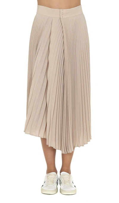 Shop Vince Pleated Skirt In Beige