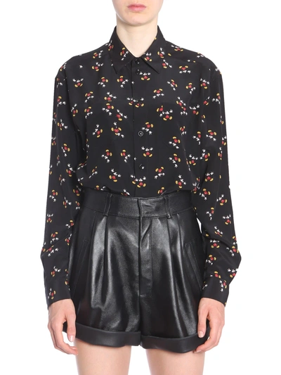 Shop Saint Laurent Mickey Mouse Printed Shirt In Nero