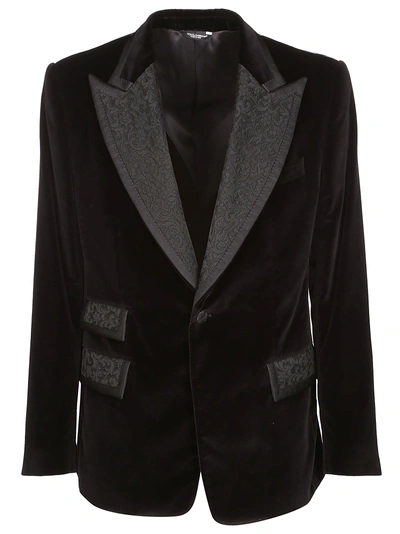 Shop Dolce & Gabbana Formal Embroidered Blazer In Black