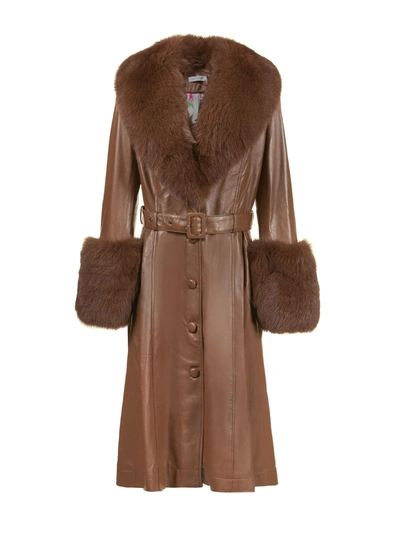 Shop Saks Potts Foxy Leather Coat In Marrone
