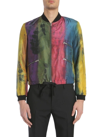 Shop Saint Laurent Tie-dye Varsity Jacket In Multicolor