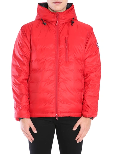 Shop Canada Goose Lodge Down Jacket In Rosso