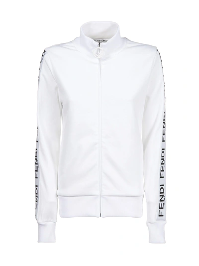 Shop Fendi Side Printed Logo Jacket In Bianco Nero