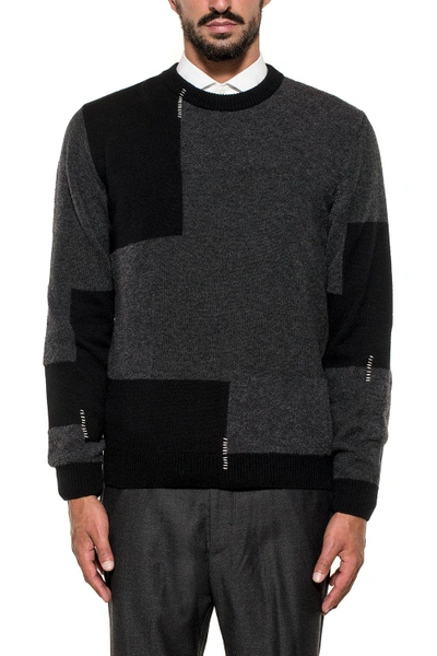 Shop Mauro Grifoni Gray/black Patch Wool Pullover