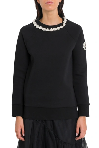 Shop Moncler Genius Sweatshirt With Necklace Embroidery By Simone Rocha In Nero