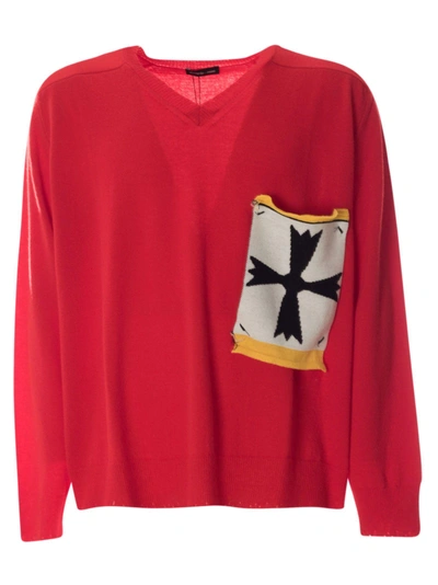 Shop Riccardo Comi Patch Pocket Sweater In Rosso