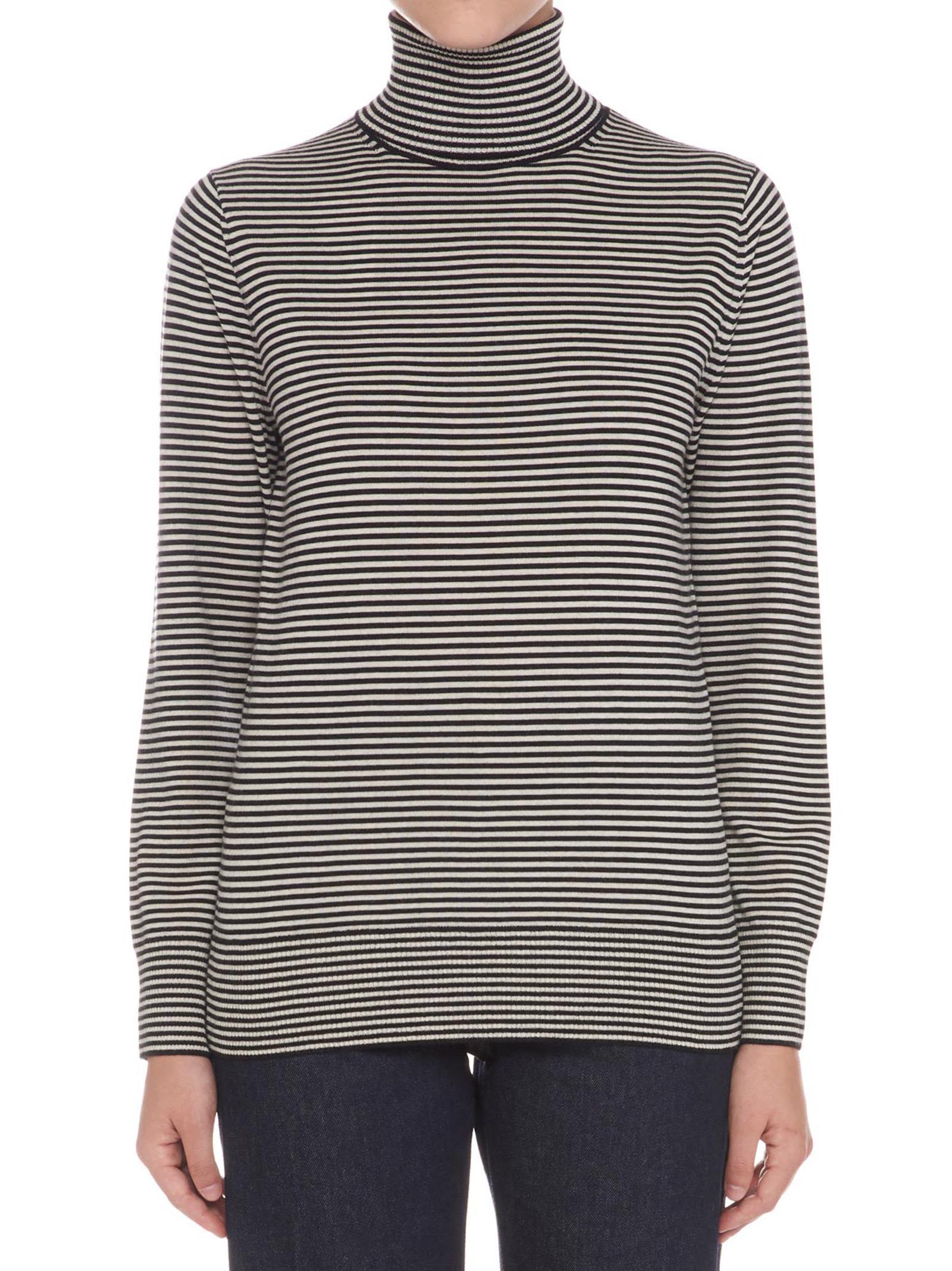 Dries Van Noten Striped Knit Virgin Wool Turtleneck Sweater In Black ...