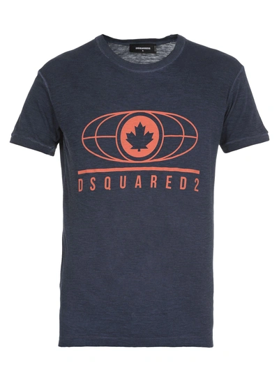 Shop Dsquared2 Cotton T-shirt In Navy Blue