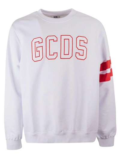 Shop Gcds Striped Trim Sweatshirt In White