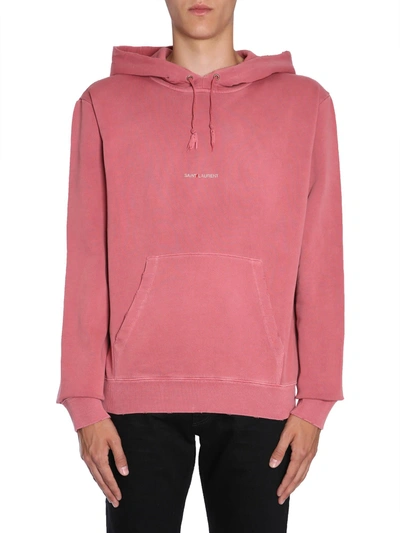 Shop Saint Laurent Hooded Sweatshirt In Rosso
