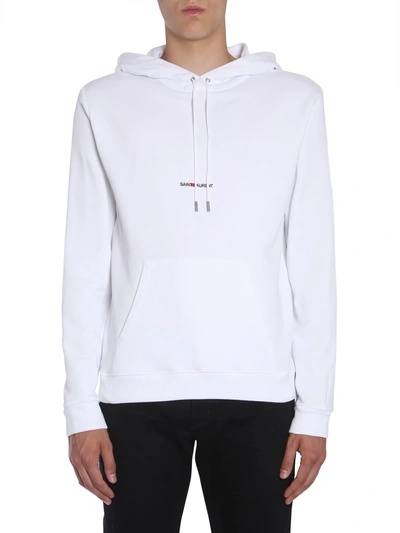 Shop Saint Laurent Hooded Sweatshirt In Bianco