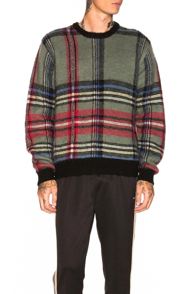 Shop Stussy Plaid Mohair Sweater In Green