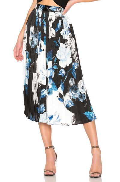 Shop Off-white Floral Plisse Skirt In Black All Over