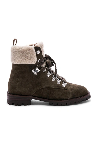 Shop Rebecca Minkoff Jaylin Boot In Olive Suede & Natural Shearling