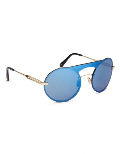 Shop Philipp Plein Sunglasses Bubble In Black/blu/normal/gold