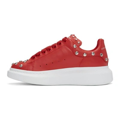 Shop Alexander Mcqueen Red Studded Oversized Sneakers