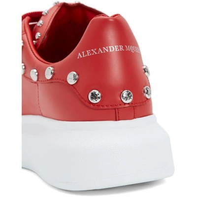 Shop Alexander Mcqueen Red Studded Oversized Sneakers