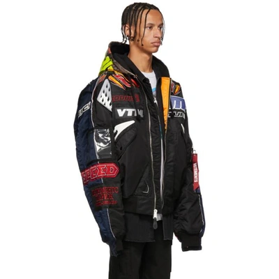 Vetements Alpha Industries Appliquéd Shell And Cotton-blend Jersey Hooded  Bomber Jacket In Black/navy | ModeSens