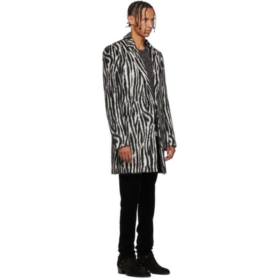 Shop Saint Laurent Black And White Zebra Print Coat In 1070 Black