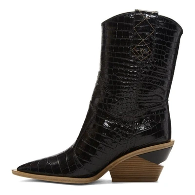 Shop Fendi Ssense Exclusive Black Croc Cowboy Boots In F0qa1 Black