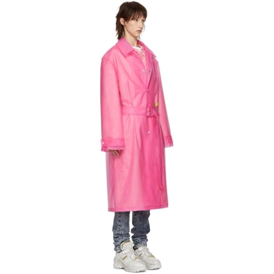 Shop Martine Rose Pink Frosted Rain Mac Trench Coat