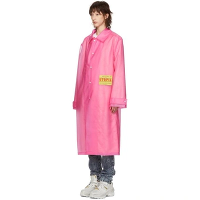 Shop Martine Rose Pink Frosted Rain Mac Trench Coat